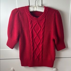GAP Red Crew Neck Cable Knit Sweater